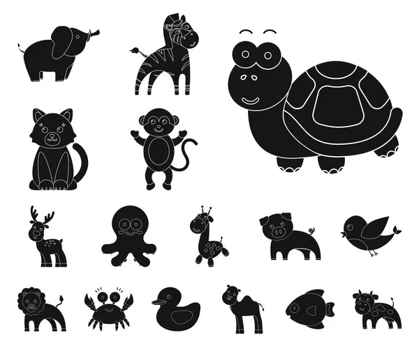 Eine unrealistische schwarze Tier-Ikone in Set-Kollektion für Design. Spielzeug Tiere Vektor Symbol Stock Web Illustration. — Stockvektor