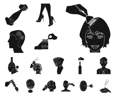 Manipülasyon ellerinizle siyah set koleksiyonu tasarım için simgeler. El hareketi vektör simge stok web çizim.