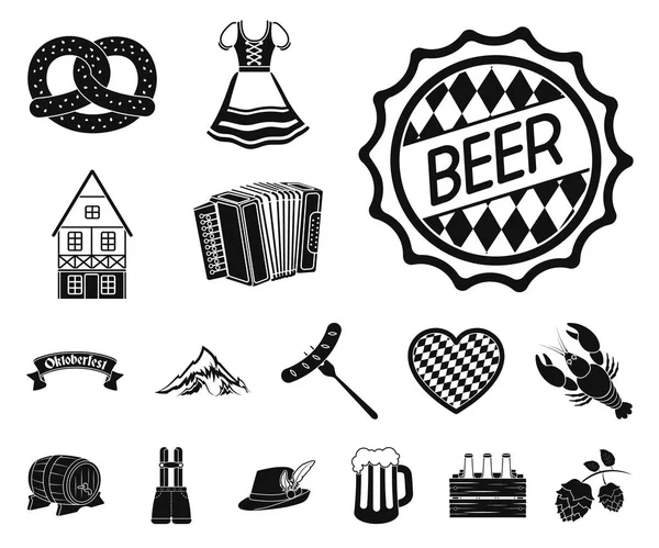 Бакалійної продукції фестиваль у Мюнхені чорний іконки в розділ «колекції» для дизайну. Традиція і весело Векторні ілюстрації символу запас web. — стоковий вектор