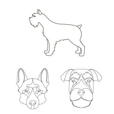 Sevimli vektör tasarımı ve köpek yavrusu logosu. Web için şirin ve hayvan hisse senedi simgesi kümesi.