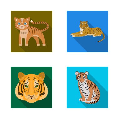 Kaplan ve Asya logo vektör tasarımı. Kaplan ve dövme hisse senedi vektör çizim seti.