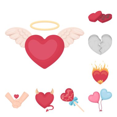 Soyut ve şekil sembolü yalıtılmış nesne. Hisse senedi için soyut ve sevgi vektör simge topluluğu.