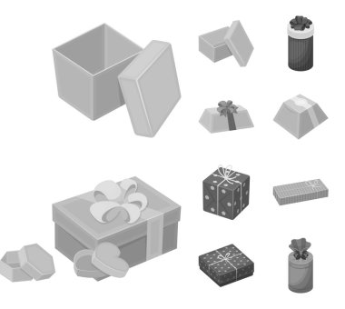 Karton ve teslimat logo yalıtılmış nesne. Karton ve etiket stok vektör çizim seti.