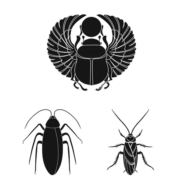 Illustration vectorielle du logo des insectes et des scarabées. Ensemble d'illustration vectorielle de stock d'insectes et d'Halloween . — Image vectorielle