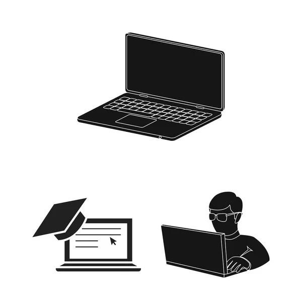Απομονωμένο αντικείμενο υπολογιστή και την οθόνη του συμβόλου. Συλλογή του υπολογιστή και την οθόνη σύμβολο μετοχής για το web. — Διανυσματικό Αρχείο