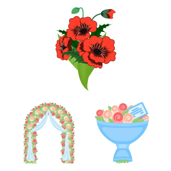 Векторная иллюстрация логотипа пружины и венка. Коллекция весенне-цветочных векторных значков для склада . — стоковый вектор
