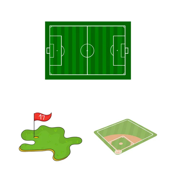 Diseño vectorial del campo y el icono del deporte. Colección de campo y el icono del vector de juego para la acción . — Archivo Imágenes Vectoriales