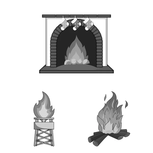 Vektor design av avfyra och flamma symbol. Samling av eld och fireball aktiesymbol för webben. — Stock vektor