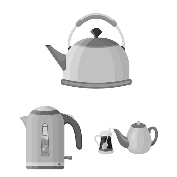 Diseño vectorial de la tetera y el icono del té. Colección de hervidor de agua y vector eléctrico icono para stock . — Archivo Imágenes Vectoriales