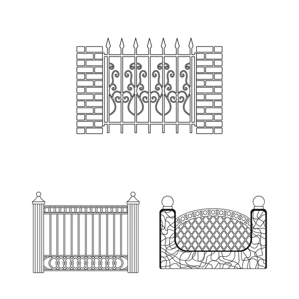 Vektorillustration av ikonen grind och staket. Samling av gate och vägg vektor ikonen för lager. — Stock vektor