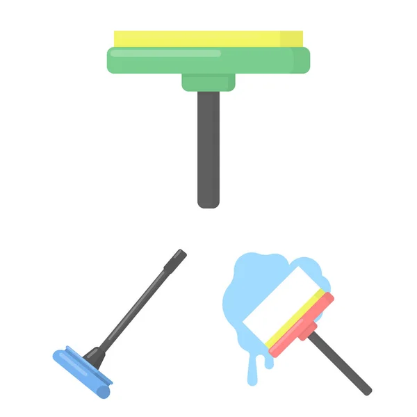 Vector design mop és broom szimbólum. Mop és tisztább tőzsdei szimbólum a web. — Stock Vector