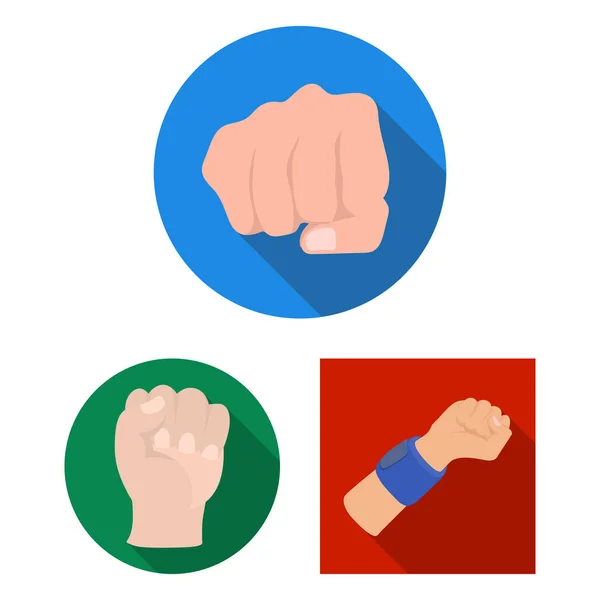 Vector illustration of fist and punch logo. Set of fist and hand stock symbol for web. — Stock Vector