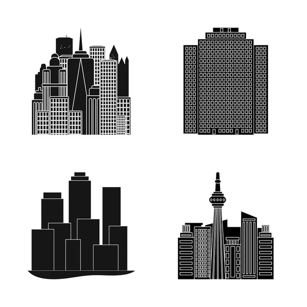 Diseño vectorial de la construcción y el alto icono. Conjunto de edificio y símbolo de stock de negocio para web . — Vector de stock