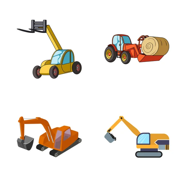 Isolated object of front and excavator logo. Set of front and bucket stock vector illustration. — Stock Vector