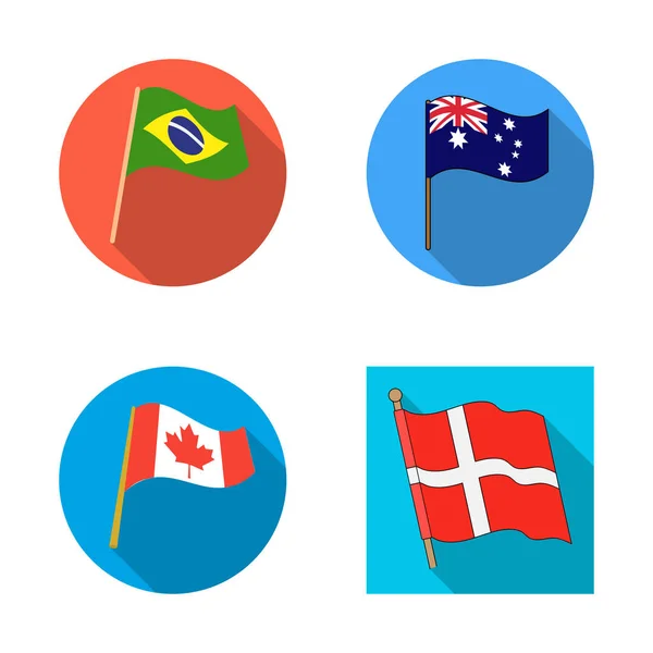 Vector ontwerp van wereld en vlag symbool. Collectie van wereld en lint vector pictogram voor voorraad. — Stockvector