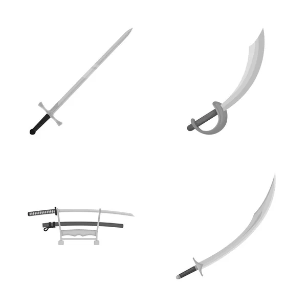 Diseño vectorial de espada y símbolo de hoja. Conjunto de ilustración de vectores de espada y juego . — Vector de stock