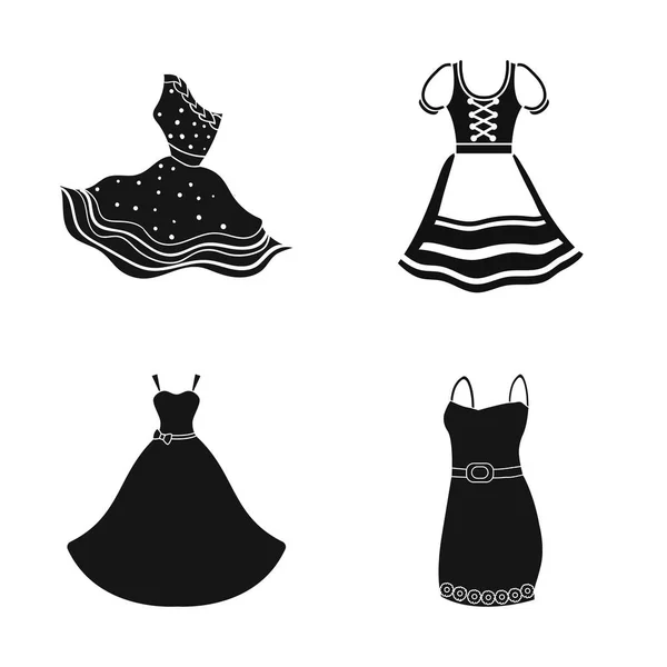 Diseño vectorial de vestido y símbolo de la ropa. Colección de vestido e icono vectorial de noche para stock . — Vector de stock