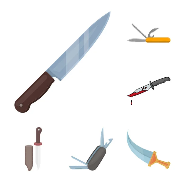 Vektor-Design von Messer und Schnittsymbol. Messerset und Flachstock-Symbol für Bahn. — Stockvektor