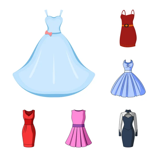 Vektor-Illustration von Kleid und Kleidungszeichen. Kollektion von Kleid und Abendkleid. — Stockvektor
