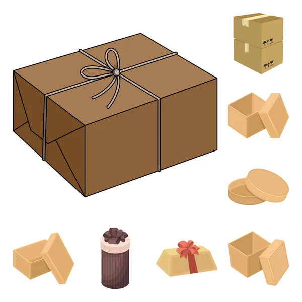 Изолированный объект картона и знак доставки. Набор картона и этикетки символа запаса для веб . — стоковый вектор