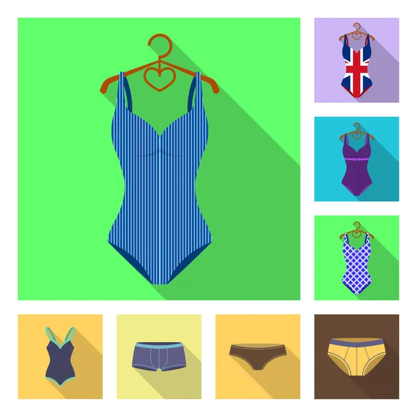 Vektoros illusztráció a bikini és a divat-jel. Bikini és fürdőruha vektor ikon készletek gyűjteménye. — Stock Vector