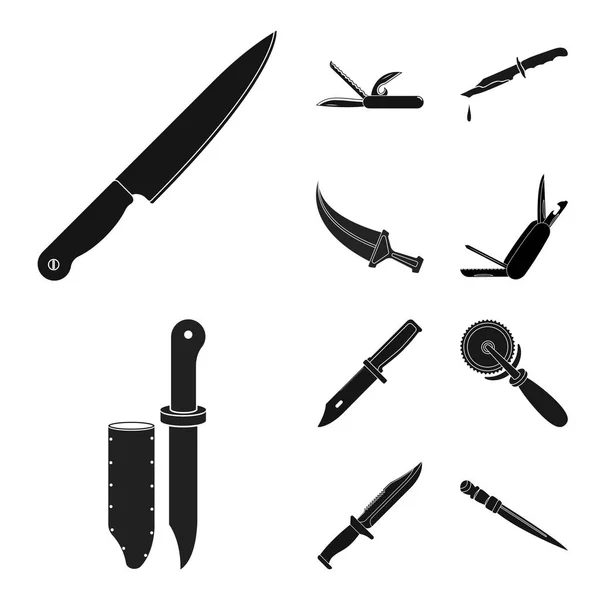 Diseño vectorial de cuchillo y símbolo de corte. Juego de cuchillo y símbolo de culata plana para web . — Vector de stock