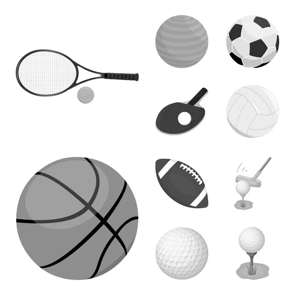 Vektor-Illustration von Ball und Fußball-Ikone. Sammlung von Ball- und Basketballvektorsymbolen für Aktien. — Stockvektor