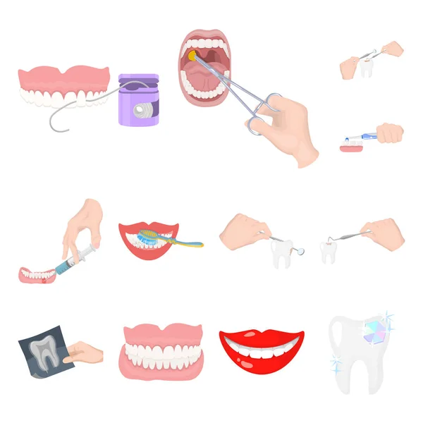 Objeto aislado de diente y símbolo feliz. Colección de dientes y blanqueamiento símbolo de stock para la web . — Archivo Imágenes Vectoriales