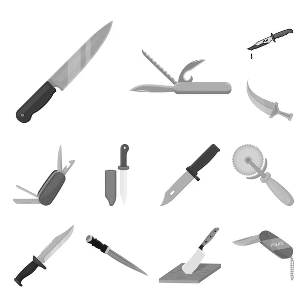 Isolado objeto de faca e corte ícone. Conjunto de faca e ilustração vetorial de estoque plano . — Vetor de Stock