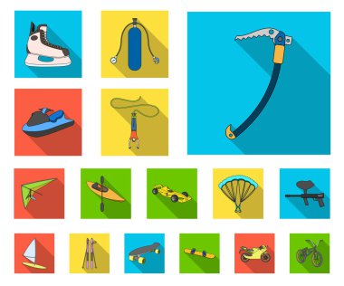 Aşırı spor set koleksiyonu tasarım için düz simgeler. Spor çeşitleri simge stok web illüstrasyon vektör.