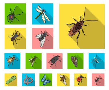 Çeşitli böcekler set koleksiyonu tasarım için simgeleri düz. Böcek Eklem bacaklılar vektör izometrik sembol stok çizim.