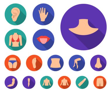 Vücut, bacak set koleksiyonu tasarım için düz simgeleri parçası. İnsan anatomisi vektör simge stok web çizimi.