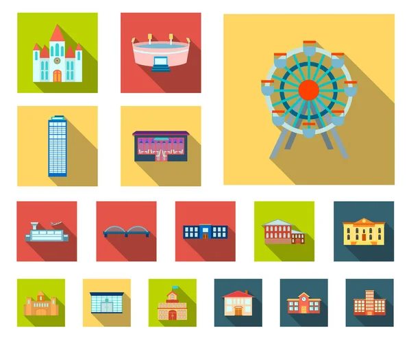 Iconos planos de reparación de edificios en colección de conjuntos para diseño.Material de construcción y herramientas vector símbolo stock web ilustración . — Vector de stock