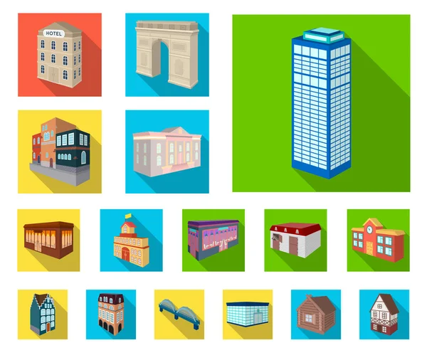 Gebäude und Architektur flache Symbole in Set-Sammlung für Design. Der Bau- und Wohnungsvektor isometrisches Symbol Stock Web-Illustration. — Stockvektor