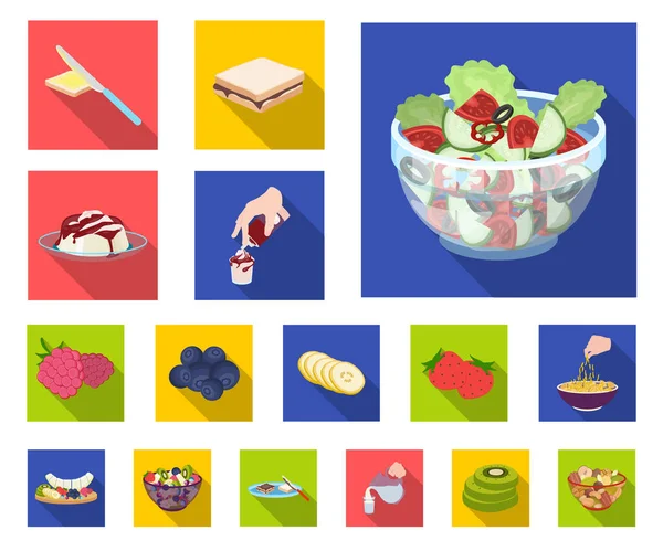Dessert doftande platt ikoner i set samling för design. Mat och sötma vektor symbol lager web illustration. — Stock vektor