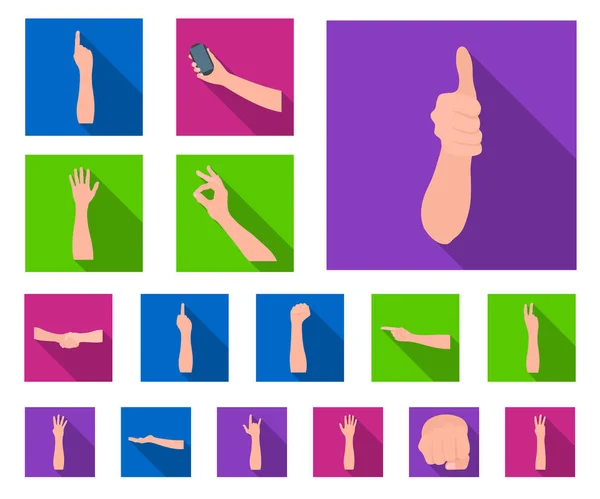 Les gestes et leur signification icônes plates dans la collection ensemble pour le design.Emotional partie de la communication vectoriel symbole stock illustration web . — Image vectorielle