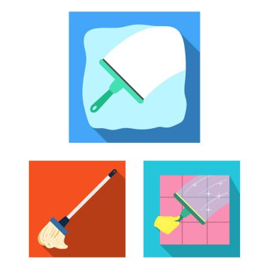 Paspas ve süpürge simge vektör Illustration. Paspas ve hisse senedi için temiz vektör ikon koleksiyonu.