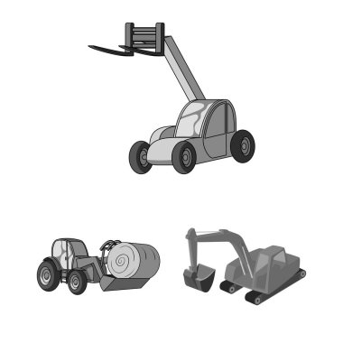 Açık ve ekskavatör simge vektör Illustration. Ön ve kova hisse senedi simgesi için web topluluğu.