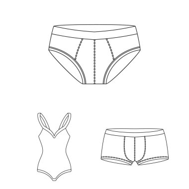 Bikini ve moda sembolü yalıtılmış nesne. Web için bikini ve mayo hisse senedi simgesi kümesi.
