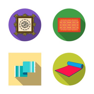 Halı ve Farsça işareti vektör tasarımı. Hisse senedi için halı ve sınır vektör simge kümesi.