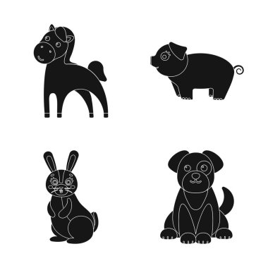 Hayvan ve habitat simgesi yalıtılmış nesne. Hayvan ve çiftlik hisse senedi vektör çizim topluluğu.