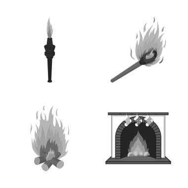 Ateş ve alev simge vektör Illustration. Hisse senedi için ateş ve alev topu vektör simge topluluğu.