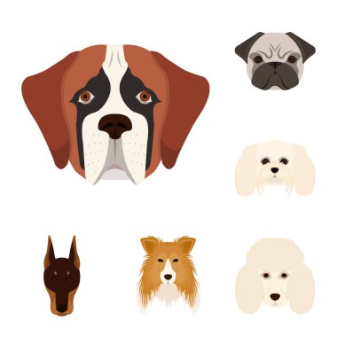 Sevimli vektör çizim ve köpek yavrusu sembolü. Hisse senedi için şirin ve hayvan vektör simge kümesi.