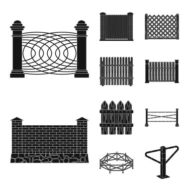 Kapı ve çit simge vektör Illustration. Kapı ve duvar hisse senedi vektör çizim seti.