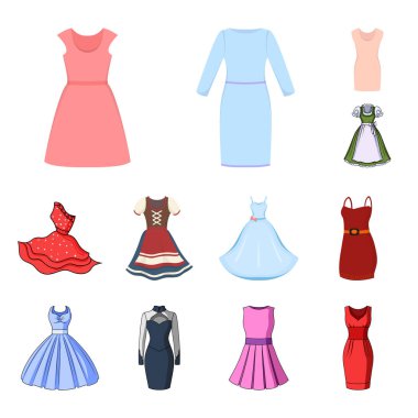 Vektör tasarım bir elbise ve kıyafetler işaret. Elbise ve akşam hisse senedi vektör çizim koleksiyonu.