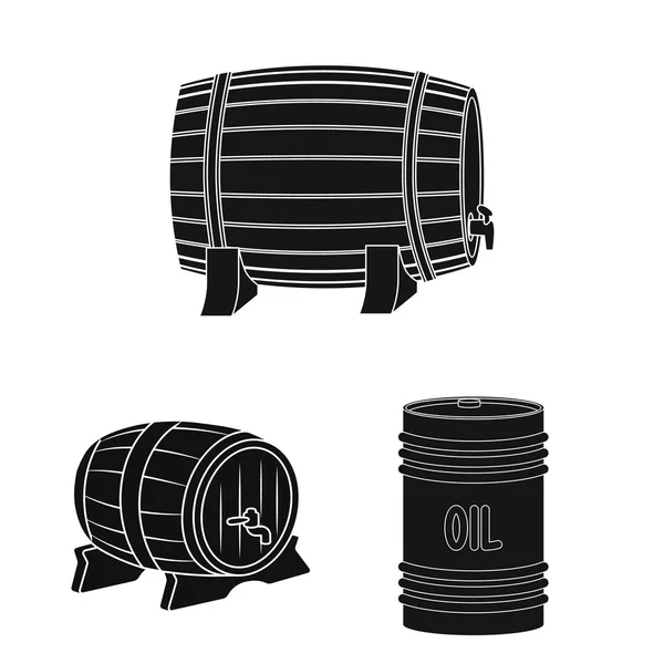 桶和啤酒标志的矢量设计。收集桶和桶股票符号的网络. — 图库矢量图片