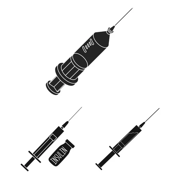 ワクチンと注射器の記号の孤立したオブジェクト。ワクチンと抗生物質 web 株式記号のセット. — ストックベクタ