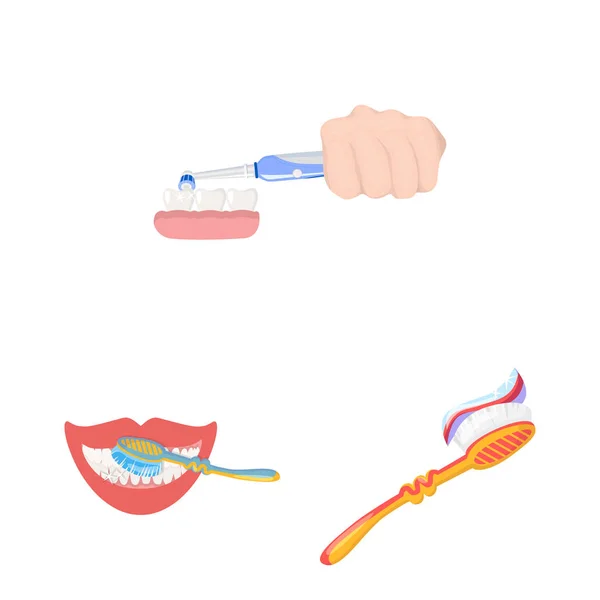 Vektorové Ilustrace Zubní Pastu Kartáček Znamení Sada Zubní Pastu Čisté — Stockový vektor