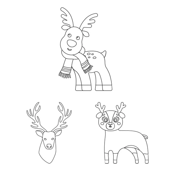 Vector illustration of elk and head symbol. Collection of elk and stag stock vector illustration. — Stock Vector