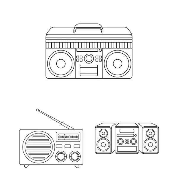 Objeto isolado de boombox e sinal. Coleção de boombox e vetor ícone para estoque . — Vetor de Stock